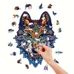 Wolf Wood Puzzle With Wooden Box