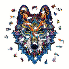 Wolf Wood Puzzle With Wooden Box