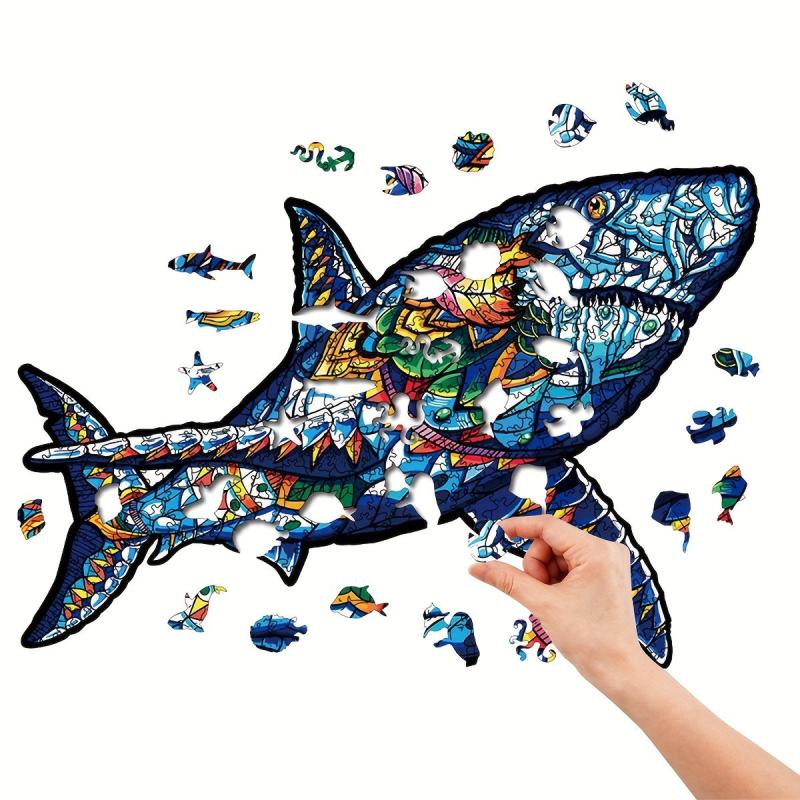 Shark Wood Puzzle in Wooden Box