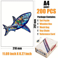 Shark Wood Puzzle in Wooden Box