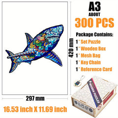 Shark Wood Puzzle in Wooden Box