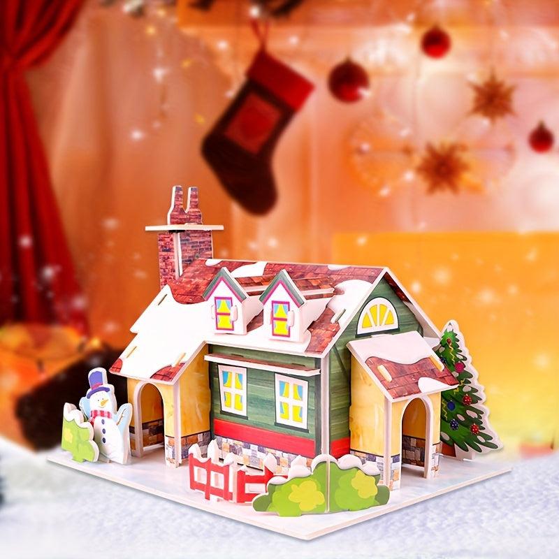 Christmas 3D Jigsaw Puzzle Train Tree Snowman House DIY Puzzle