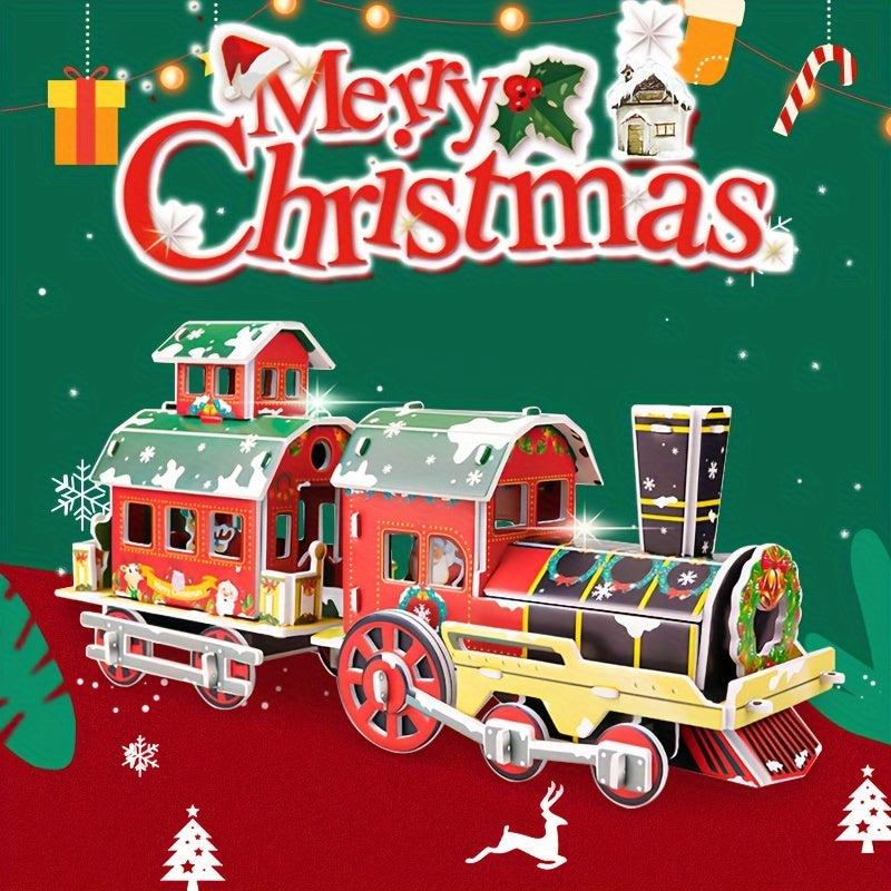 Christmas 3D Jigsaw Puzzle Train Tree Snowman House DIY Puzzle