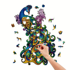 Peacock Irregular Wooden Puzzle With Wooden Box