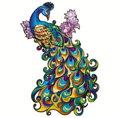 Peacock Irregular Wooden Puzzle With Wooden Box