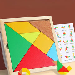 Wooden Rainbow Building Blocks Learning Games Baby Music Rattan Colored