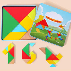 Wooden Rainbow Building Blocks Learning Games Baby Music Rattan Colored