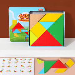 Wooden Rainbow Building Blocks Learning Games Baby Music Rattan Colored