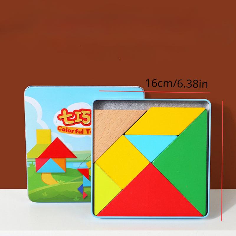Wooden Rainbow Building Blocks Learning Games Baby Music Rattan Colored