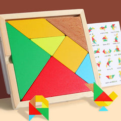 Wooden Rainbow Building Blocks Learning Games Baby Music Rattan Colored