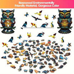 100pcs Wooden Puzzle Owl Puzzle Colorful Unique Animal Shape Wood Puzzle