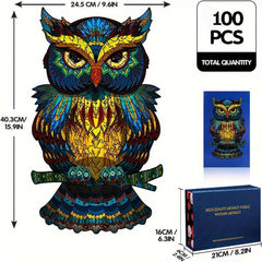 100pcs Wooden Puzzle Owl Puzzle Colorful Unique Animal Shape Wood Puzzle