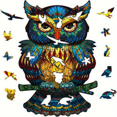 100pcs Wooden Puzzle Owl Puzzle Colorful Unique Animal Shape Wood Puzzle
