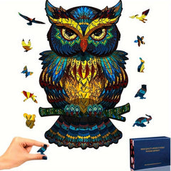 100pcs Wooden Puzzle Owl Puzzle Colorful Unique Animal Shape Wood Puzzle