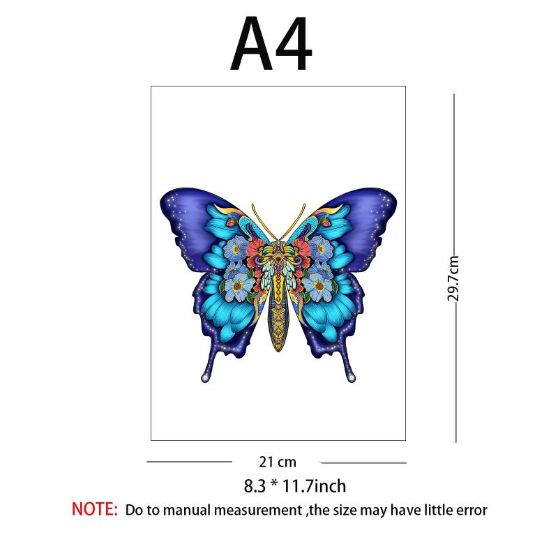 Butterfly Shaped Jigsaw Puzzle - Unique Animal Wooden Puzzle
