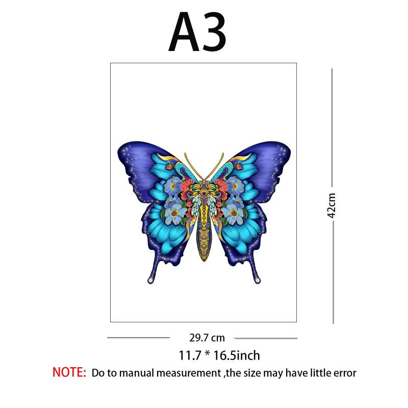 Butterfly Shaped Jigsaw Puzzle - Unique Animal Wooden Puzzle