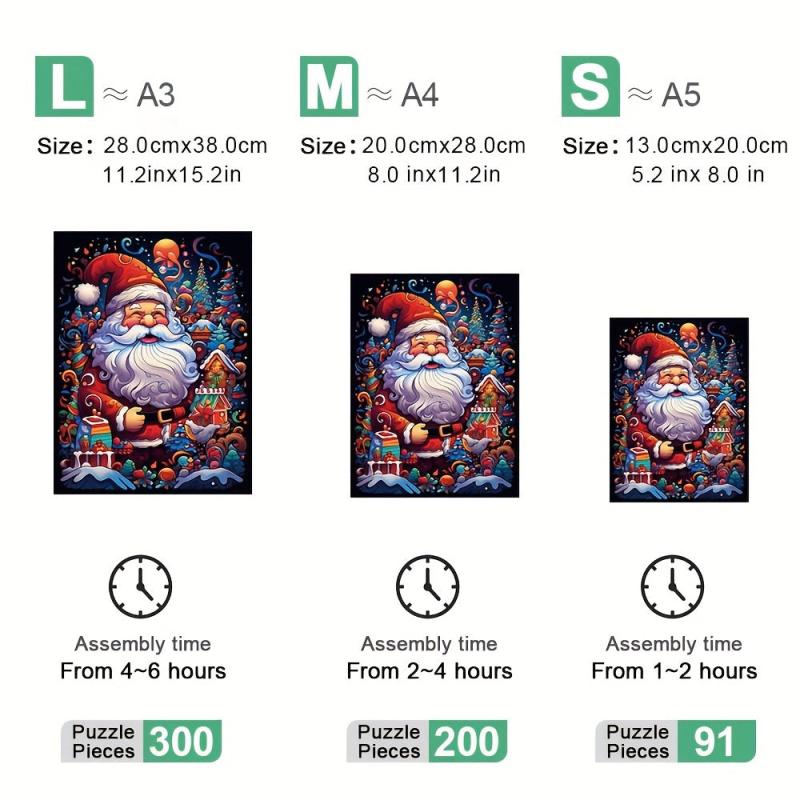 Santa Claus Wooden Puzzle Art Animal Shaped Jigsaw Puzzles Christmas Toys