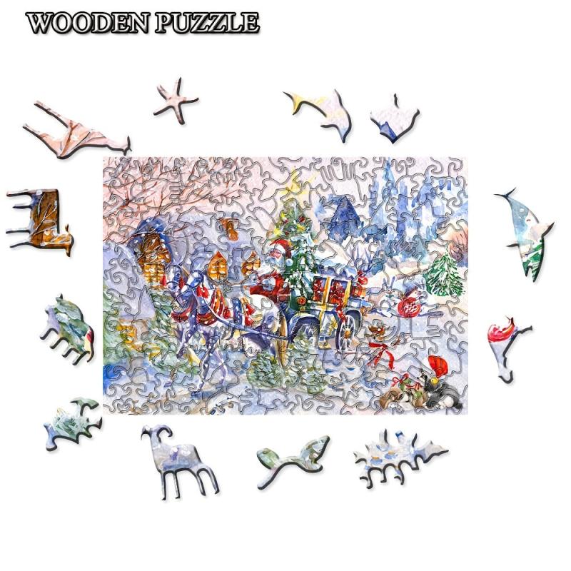 Wooden Puzzle Gift For Family And Friends - Christmas Halloween Thanksgiving Gif