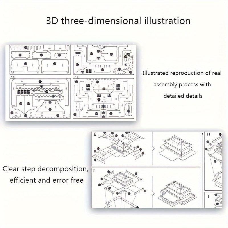 Chinese Style Famous Building Theme 3D Jigsaw Wooden Puzzle Board