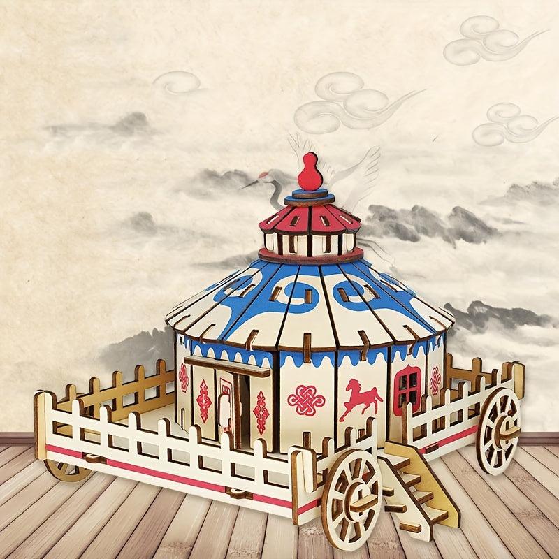 Chinese Style Famous Building Theme 3D Jigsaw Wooden Puzzle Board