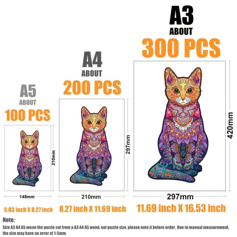 Cat Wooden Puzzle With Wooden Box Educational Gift For Kids