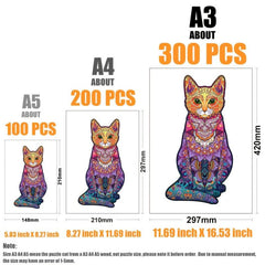 Cat Wooden Puzzle With Wooden Box Educational Gift For Kids
