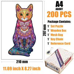 Cat Wooden Puzzle With Wooden Box Educational Gift For Kids