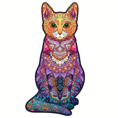 Cat Wooden Puzzle With Wooden Box Educational Gift For Kids