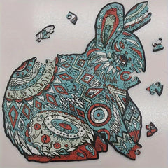 Wooden Animal Puzzle Toy - Wolf Rabbit Cat Special Shaped Puzzle