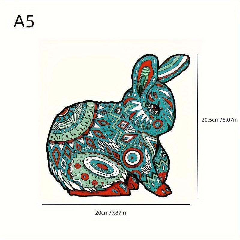 Wooden Animal Puzzle Toy - Wolf Rabbit Cat Special Shaped Puzzle