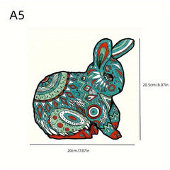 Wooden Animal Puzzle Toy - Wolf Rabbit Cat Special Shaped Puzzle