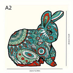 Wooden Animal Puzzle Toy - Wolf Rabbit Cat Special Shaped Puzzle