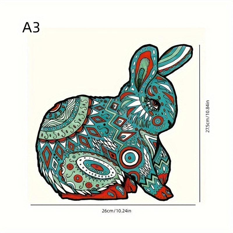 Wooden Animal Puzzle Toy - Wolf Rabbit Cat Special Shaped Puzzle