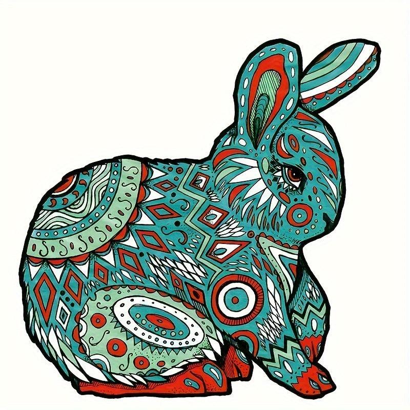 Wooden Animal Puzzle Toy - Wolf Rabbit Cat Special Shaped Puzzle