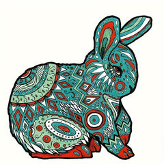 Wooden Animal Puzzle Toy - Wolf Rabbit Cat Special Shaped Puzzle