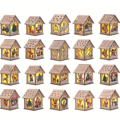 Christmas Ornament Wooden Puzzle Hut LED Lighting
