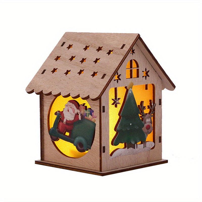 Christmas Ornament Wooden Puzzle Hut LED Lighting
