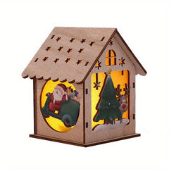 Christmas Ornament Wooden Puzzle Hut LED Lighting