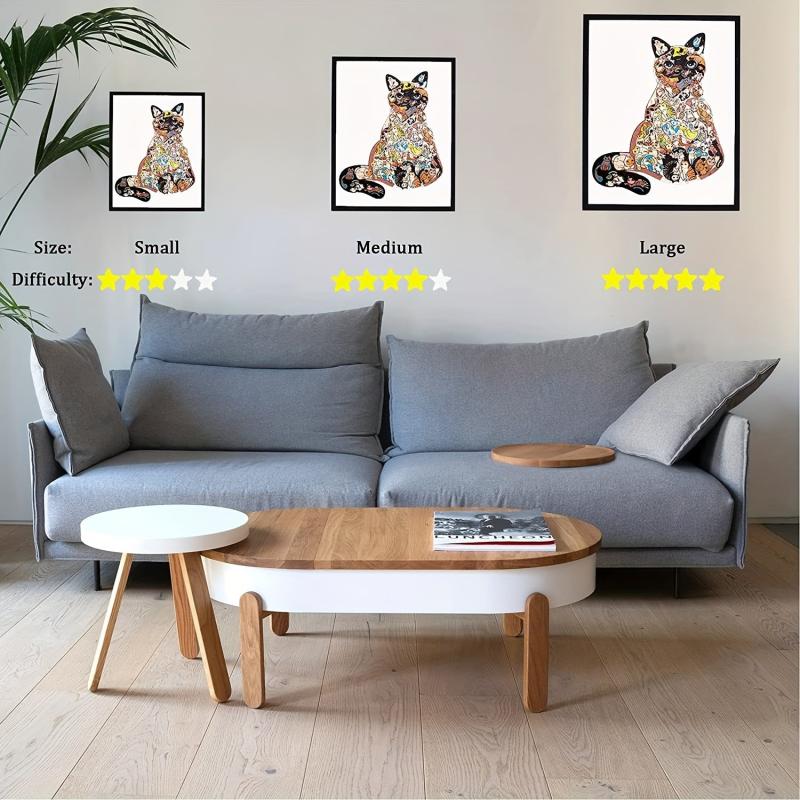 Unique Cat Wooden Jigsaw Puzzle Fun Game Christmas Gift