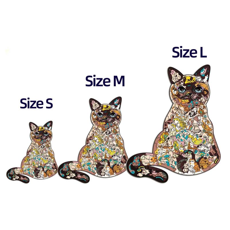 Unique Cat Wooden Jigsaw Puzzle Fun Game Christmas Gift