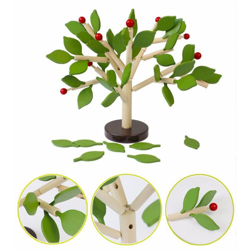Wooden 3D Puzzle Tree Blocks Montessori Game Educational Toy