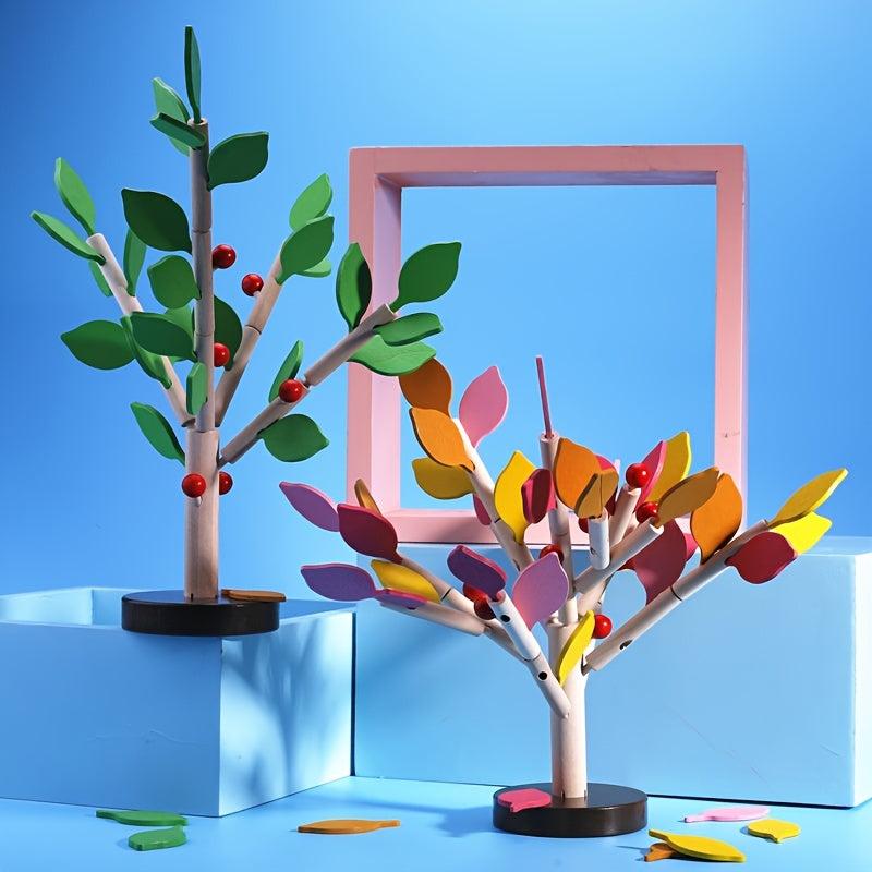 Wooden 3D Puzzle Tree Blocks Montessori Game Educational Toy