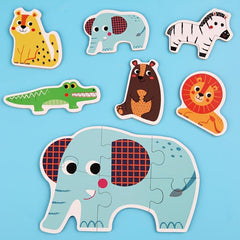 Wooden Jigsaw Puzzle Cartoon Animals Montessori Toy