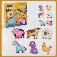 Wooden Jigsaw Puzzle Cartoon Animals Montessori Toy