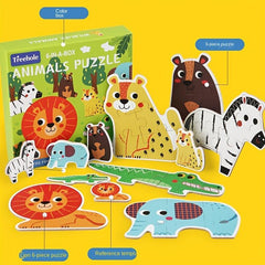 Wooden Jigsaw Puzzle Cartoon Animals Montessori Toy