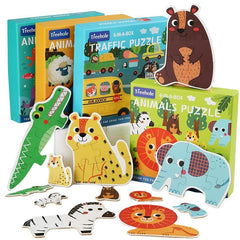 Wooden Jigsaw Puzzle Cartoon Animals Montessori Toy