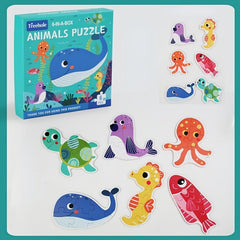 Wooden Jigsaw Puzzle Cartoon Animals Montessori Toy
