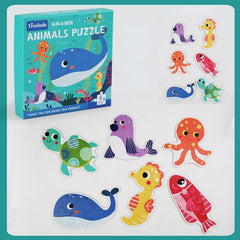 Wooden Jigsaw Puzzle Cartoon Animals Montessori Toy