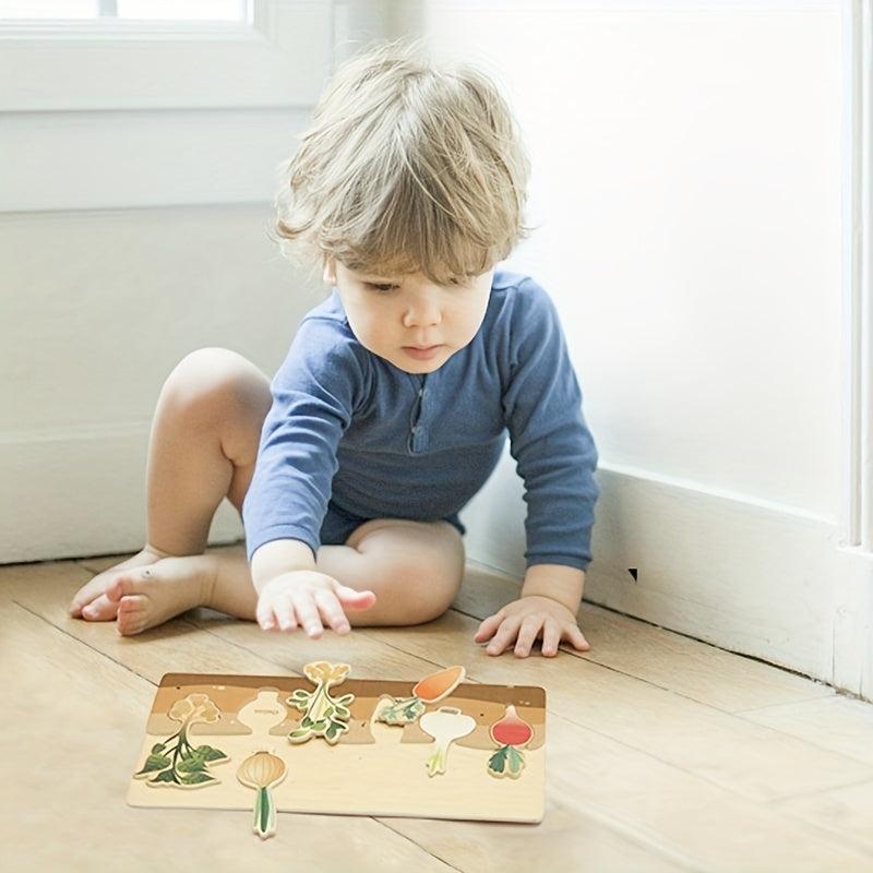 Wooden Vegetable Shape Sorter Puzzle Board for Toddlers