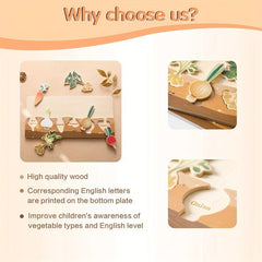 Wooden Vegetable Shape Sorter Puzzle Board for Toddlers